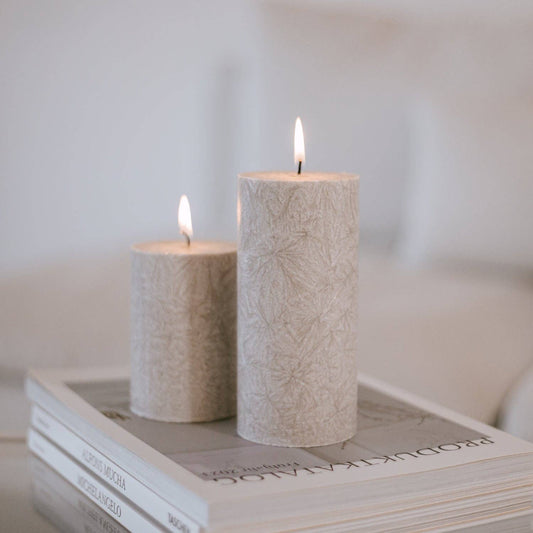 Blockkerze Olive 7x15cm grau