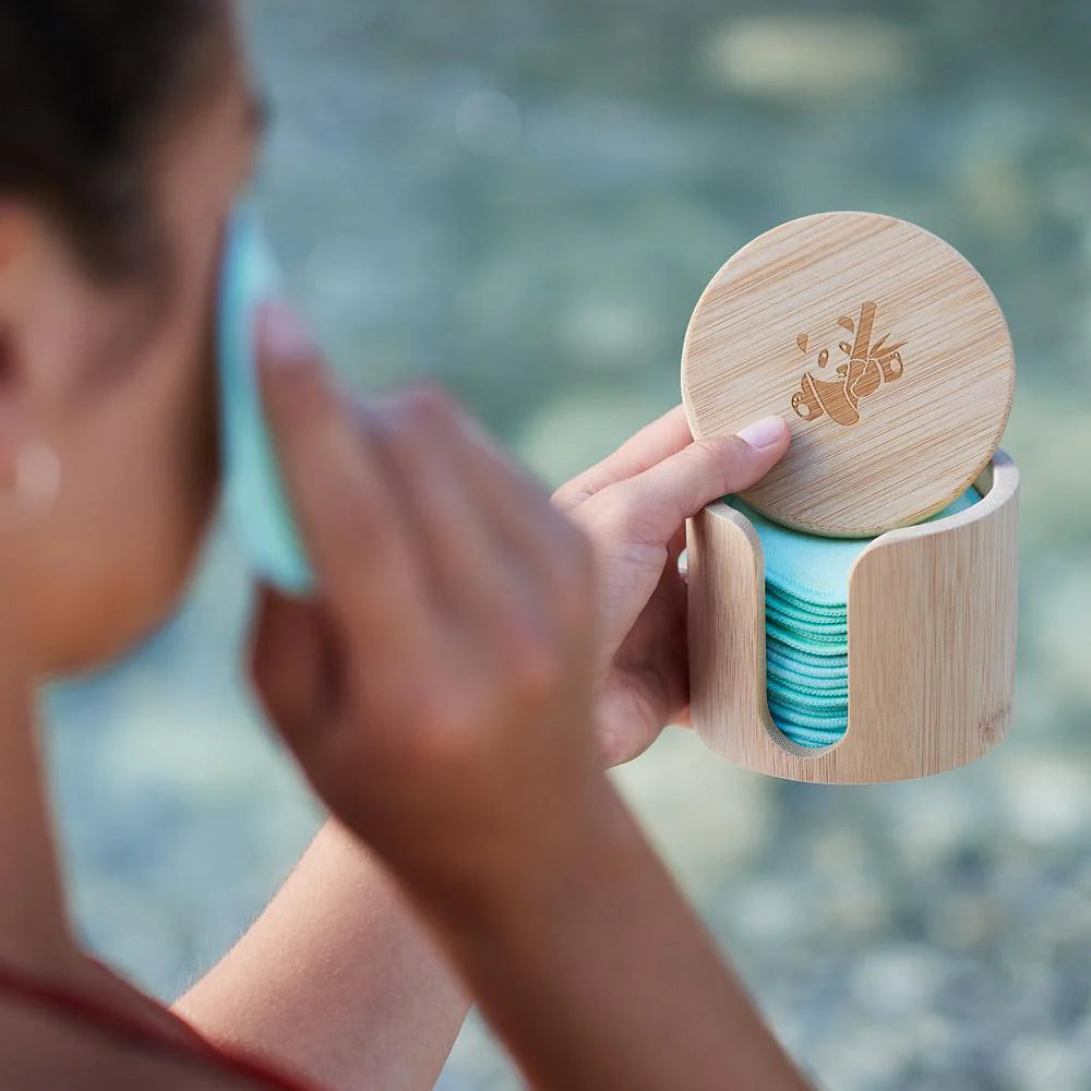 Disques démaquillants en coton bio avec boîte de rangement (18 pièces)