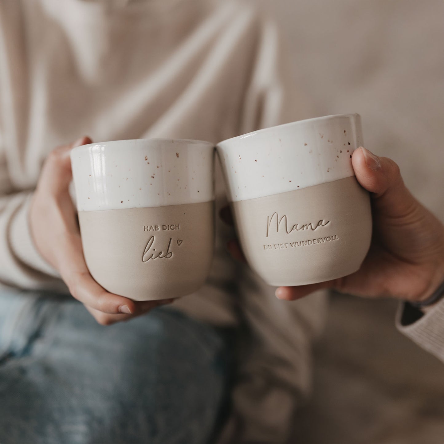 Becher Hab dich lieb und Mama du bist wundervoll