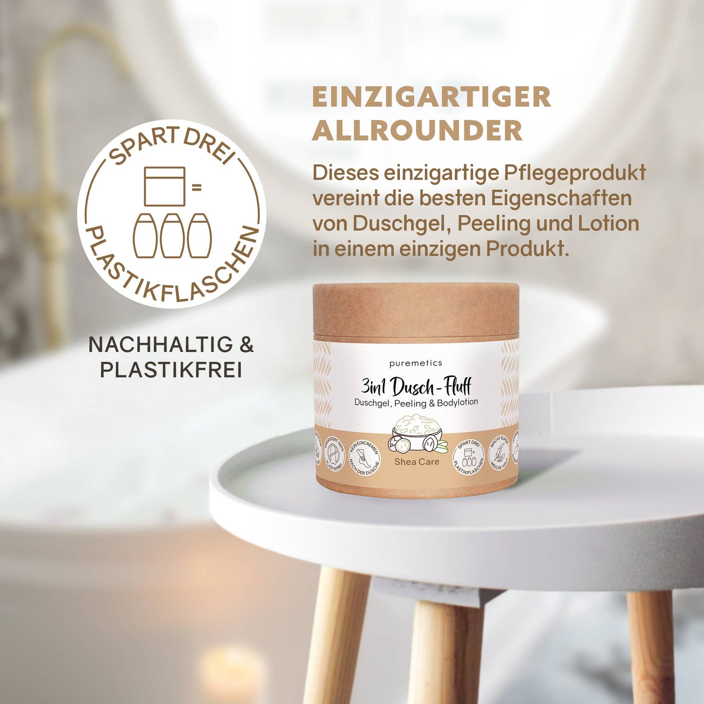 3in1 Intensiv-Dusch-Fluff 'Shea Care' mit Zuckerpeeling