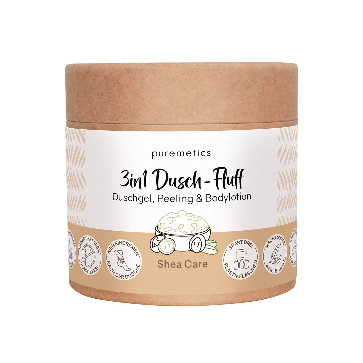 3in1 Intensiv-Dusch-Fluff 'Shea Care' mit Zuckerpeeling
