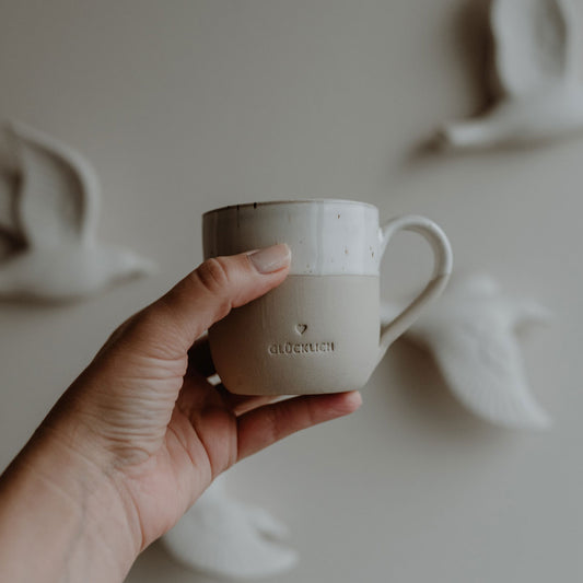 Kleine Cappuccino Tasse "Glücklich"