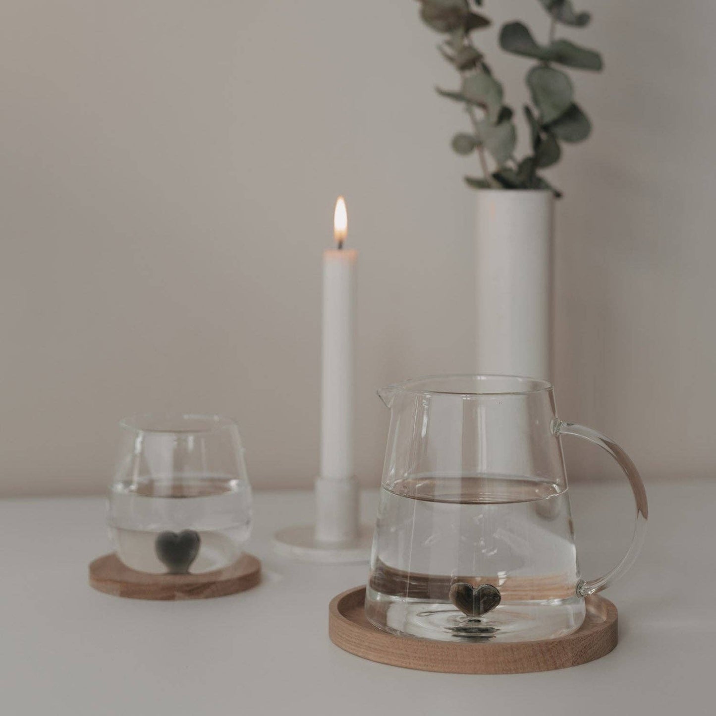 Karaffe Herzfigur schwarz Eulenschnitt