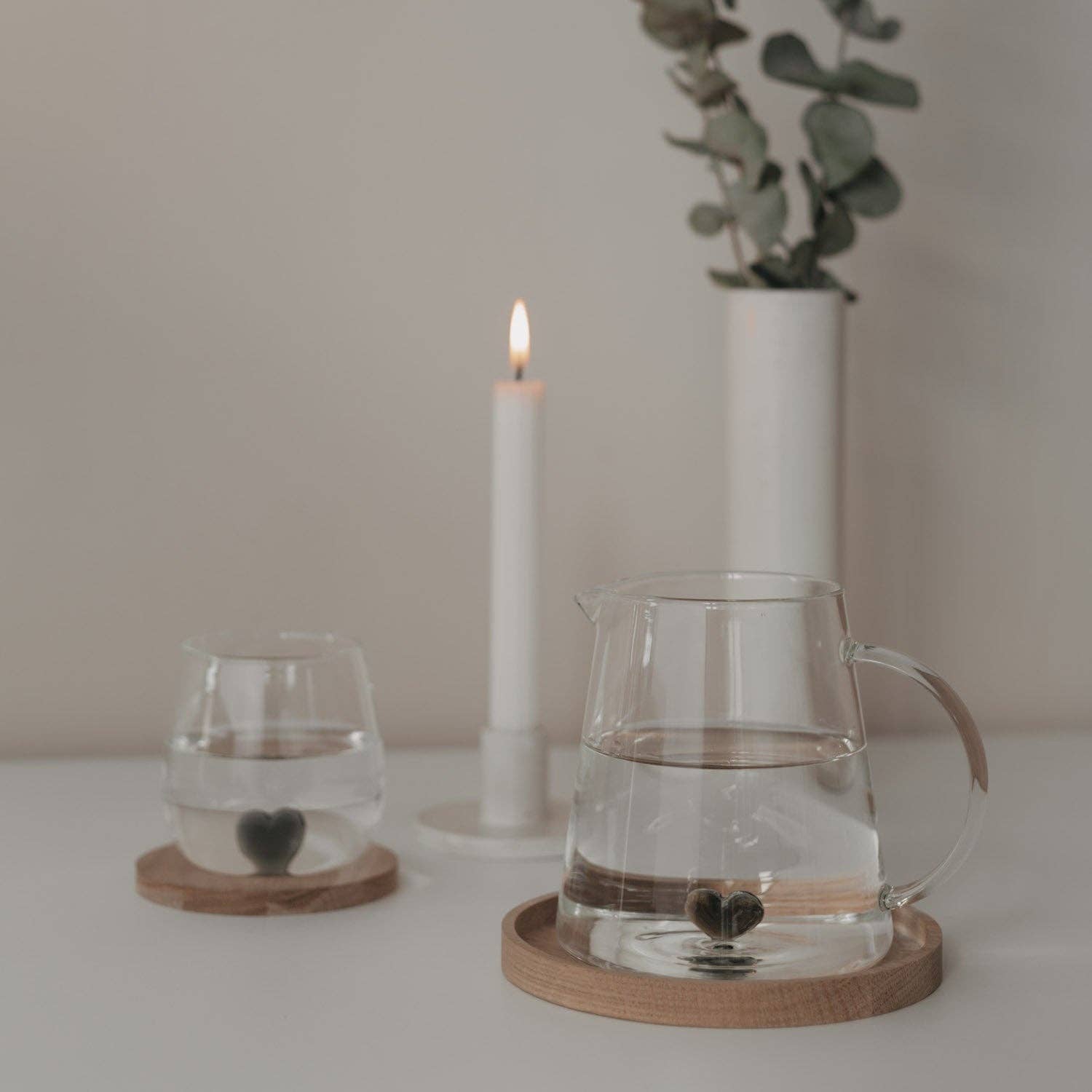 Karaffe Herzfigur schwarz Eulenschnitt