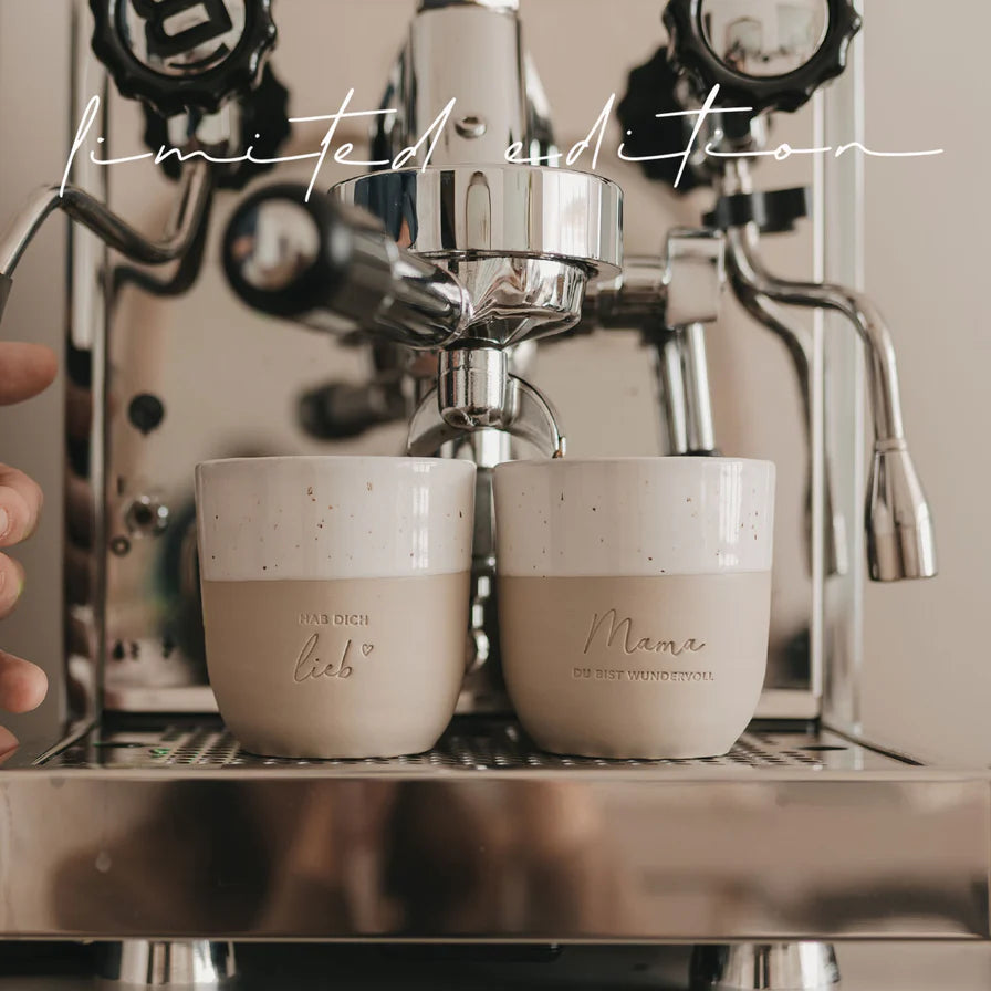 Becher Mama du bist wundervoll und hab dich lieb mit Kaffemaschine