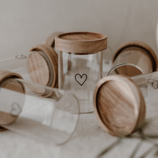 Mini pots de conservation coeur noirs par lot de 6