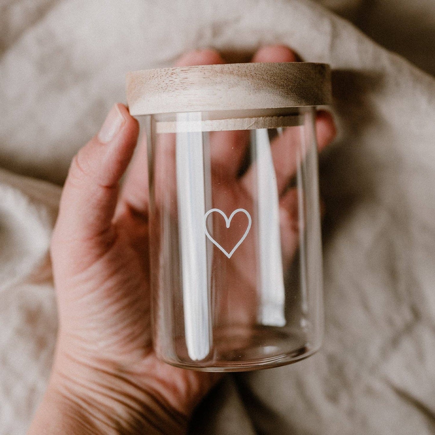 Mini storage jar "Heart white" 9cm