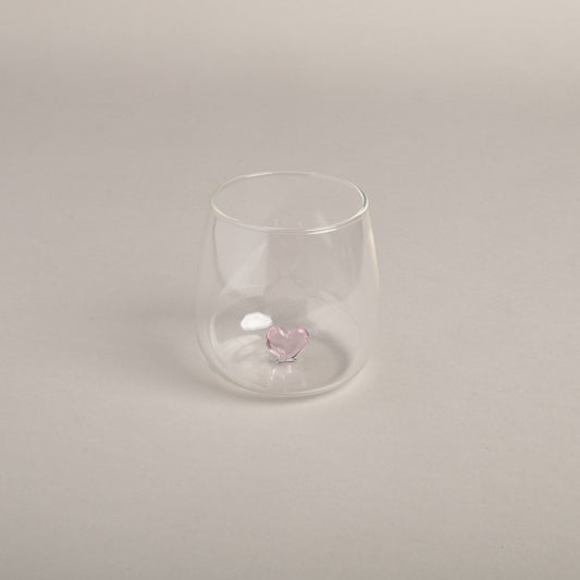 Drinking glass heart figure pink