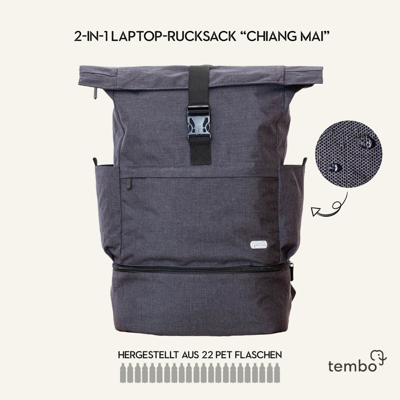 Tembo - 2in1 laptop backpack "Chiang Mai" raspberry